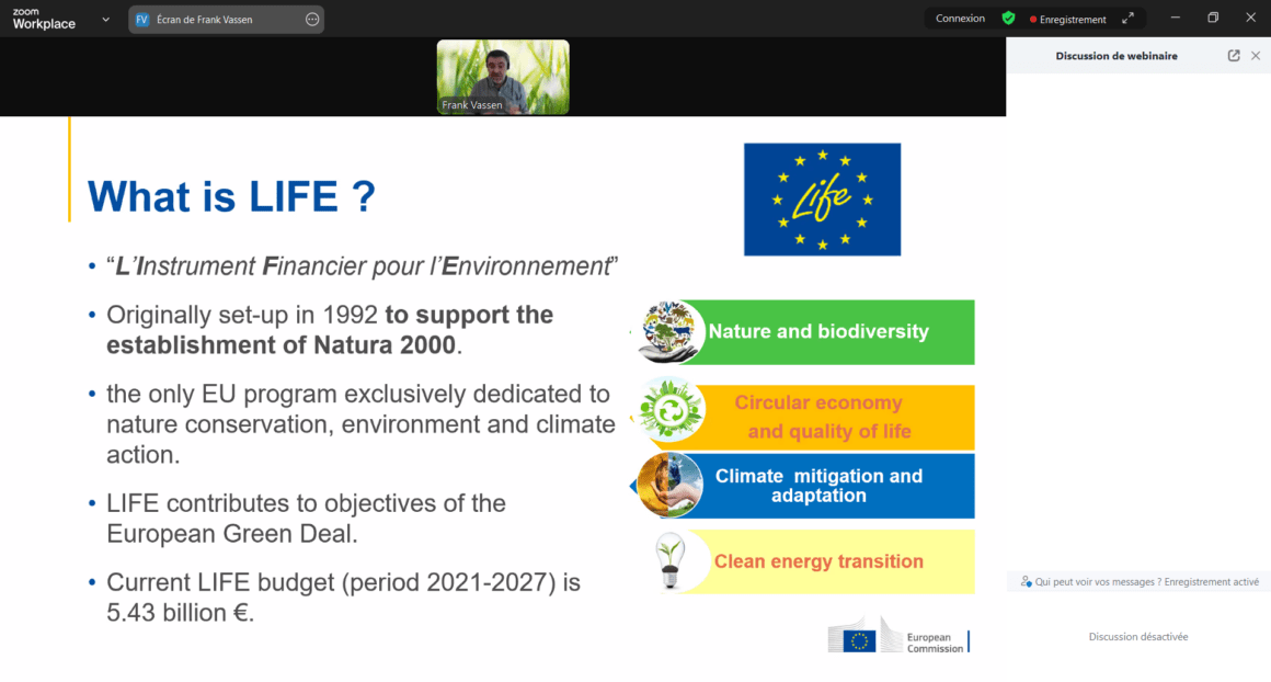 Participation au webinaire européen sur le programme LIFE